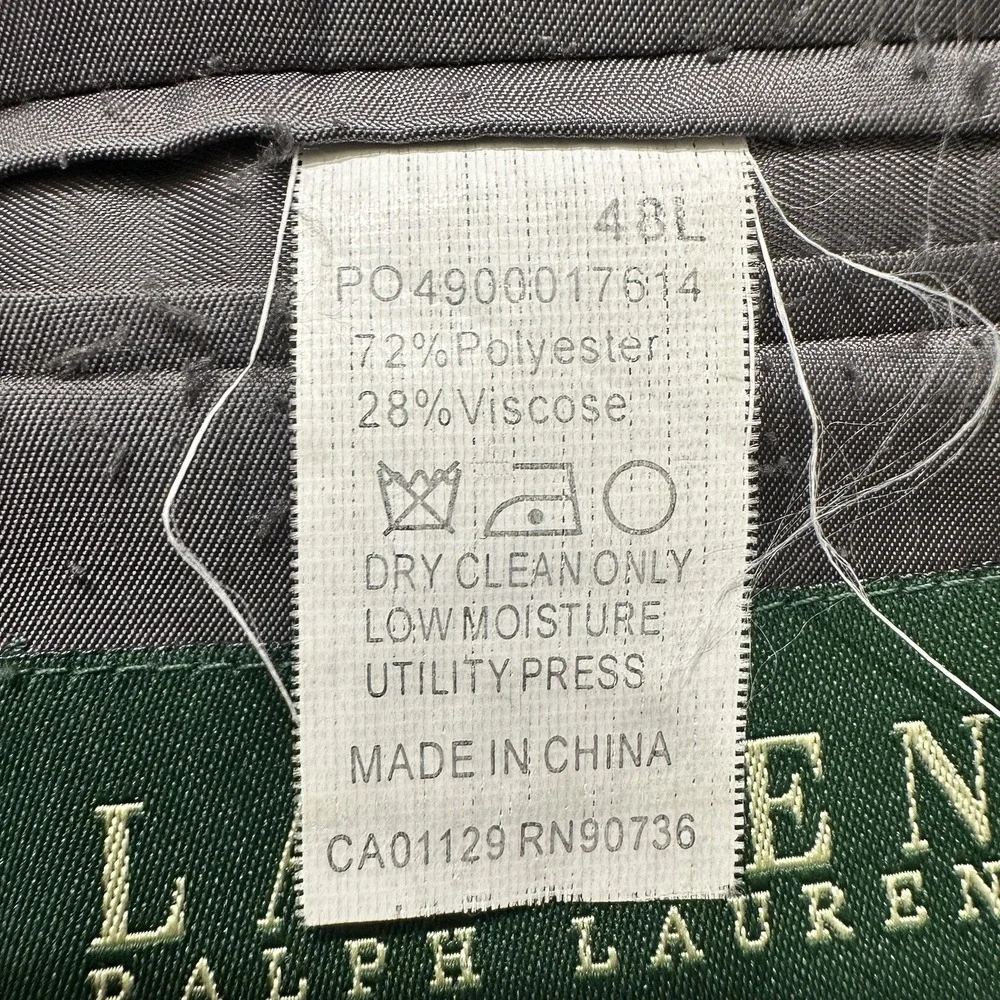 Lauren‎ Ralph Lauren Mens Blazer 48L Charcoal Gray 2 Button Sport Coat